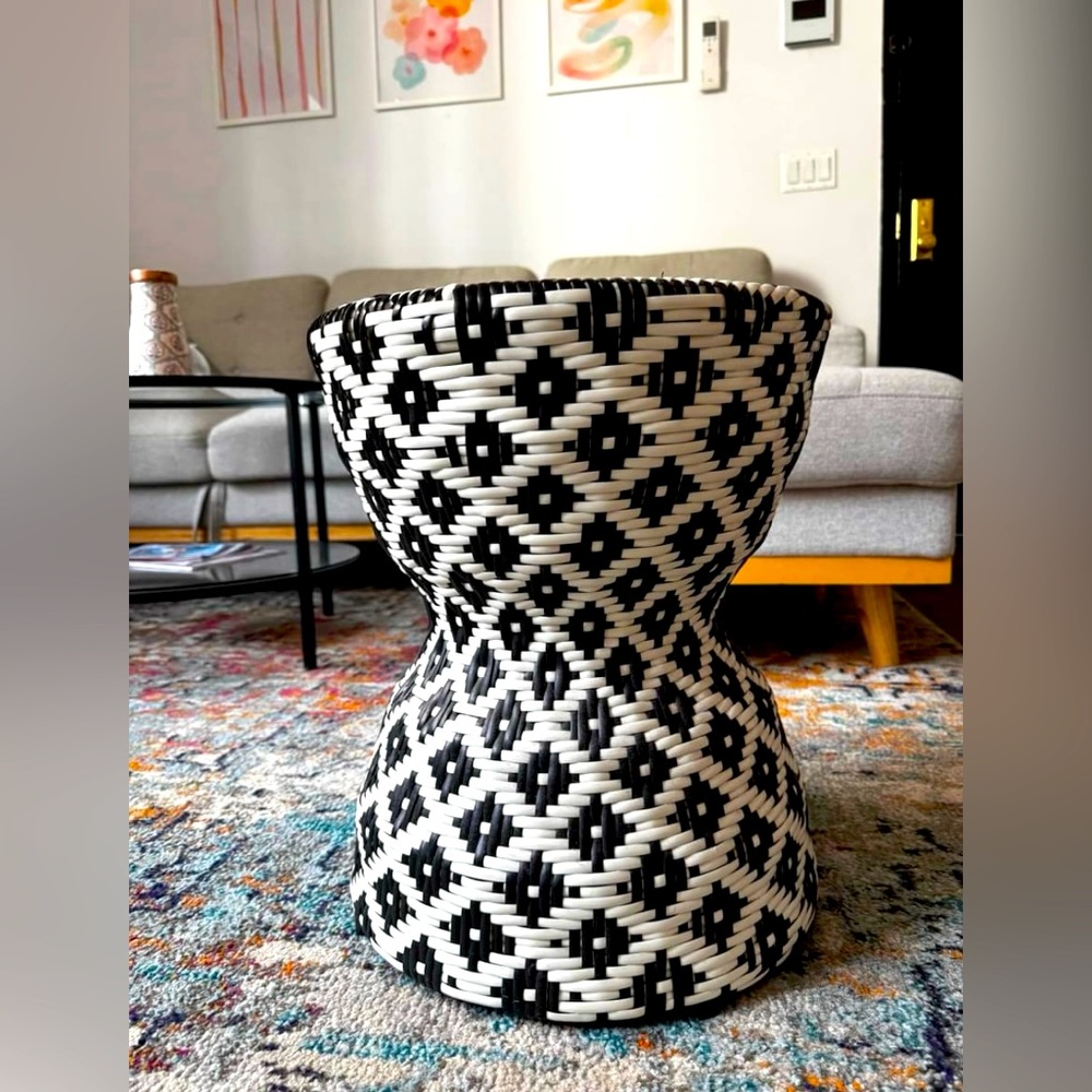 RARE! TikTok Viral Seychelles Synthetic Weave and Rattan Stool Side Table